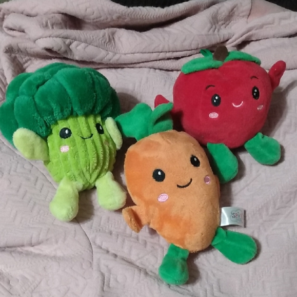 Broccoli Tomato Carrot Spark Stuffies Soft Rattles